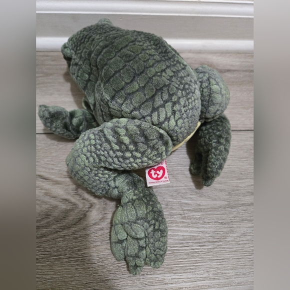 Ty PONDER the Frog 11" Plush Stuffed Animal Toy Green Yellow Large - Picture 6 of 7